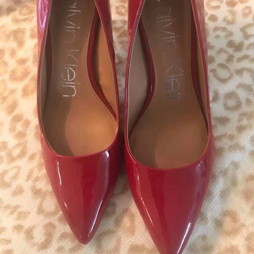 Red patent leather heels